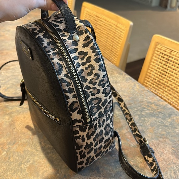 Kate Spade New York Black Leopard Sammy Grove Street Leather Backpack - Picture 3 of 5